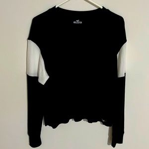 Hollister Boyfriend Fit Long Sleeve Waffle Knit Tee Size S - Black/White